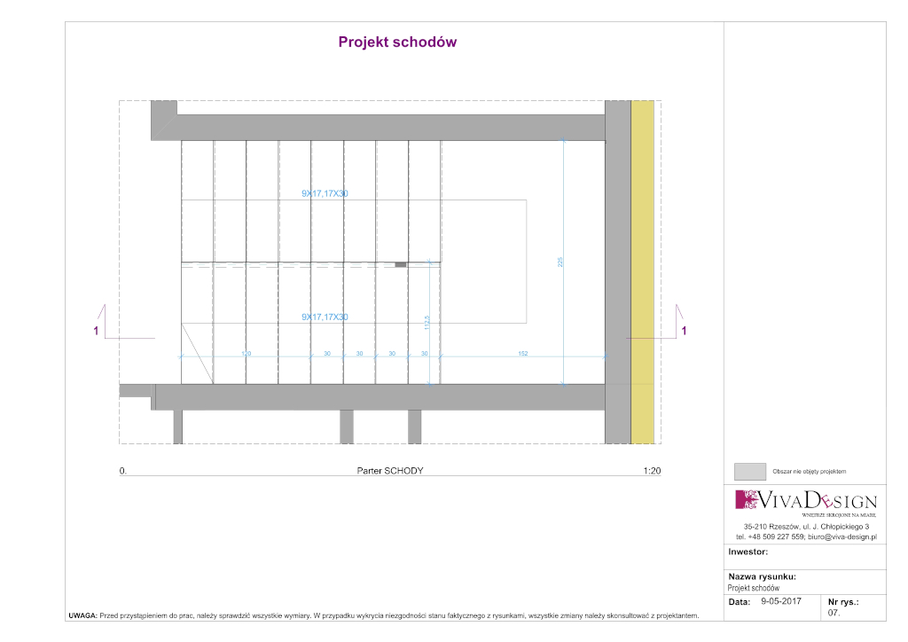 Projekt schodów - projekt wnętrz pracowni Viva Design